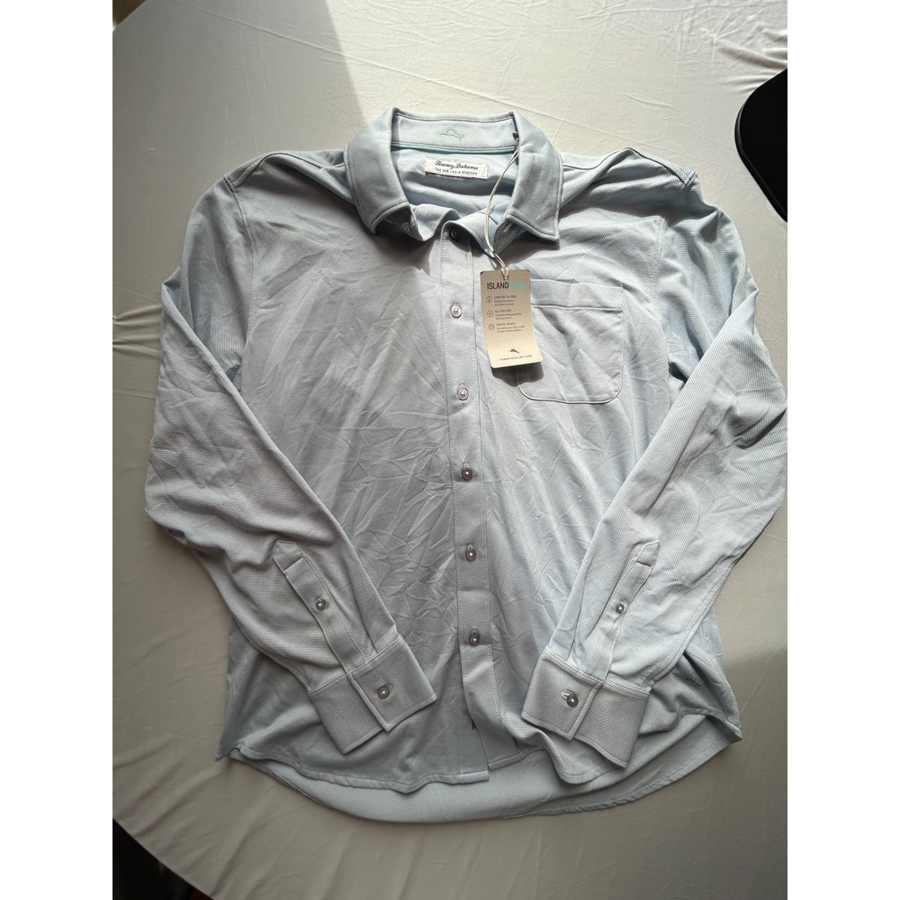 Tommy Bahama IslandZone San Lucio Stretch Shirt Mens Medium Blue ST226356